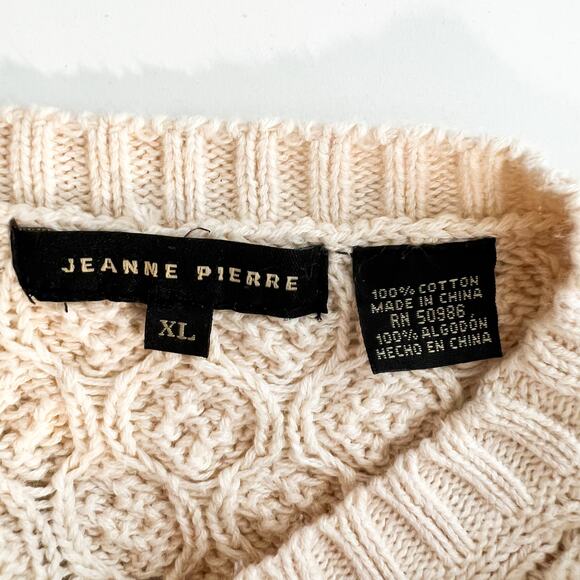 Jeanne Pierre Sweater Womens XL Fisherman Cable Knit Cotton Cozy Classic Capsule - Picture 4 of 5